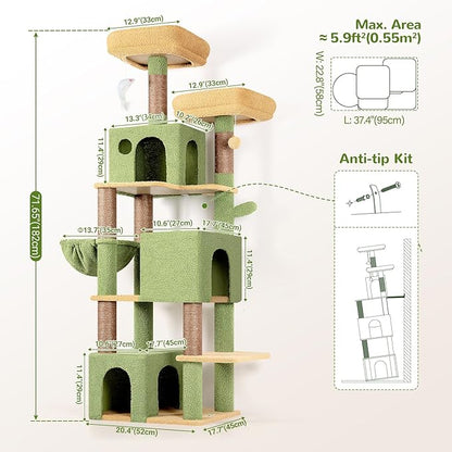 Globlazer Cactus Cat Tree Tall, 71 inches Cat Tower - Image 6