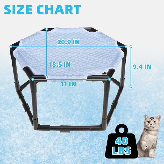 Elevated Cat Cooling Hammock Bed, Hexagonal Raised Cat Cot - Image 8