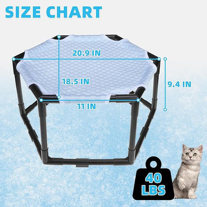 Elevated Cat Cooling Hammock Bed, Hexagonal Raised Cat Cot - Image 8