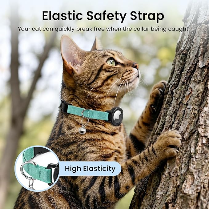 Reflective AirTag Cat Collar, Integrated Cat Tracker Collar - Image 2