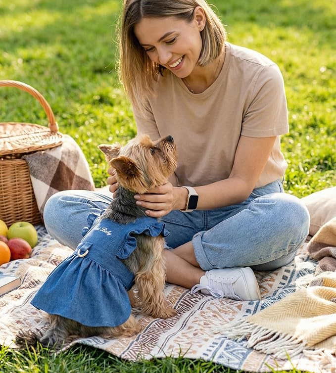 Denim Cat Dog Dress Clothes for Small Dogs - Image 5