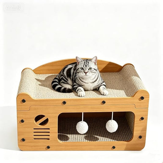 Cat Scratcher House, 2-in-1 Cardboard Cat House by Unknown