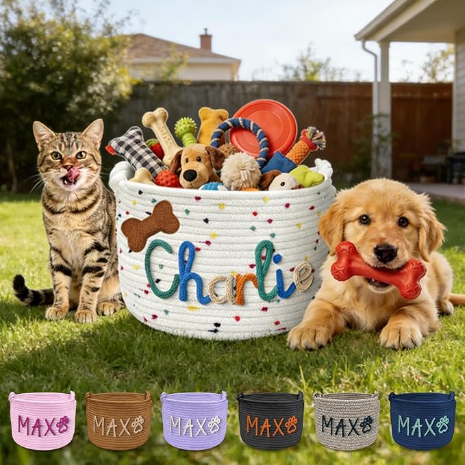 Personalized Dog Cat Toy Basket - Image 7