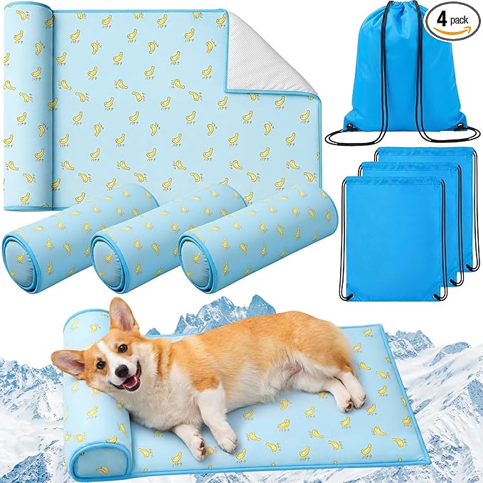 DoubleFill 4 Pack Cooling Pet Mats 15.7" x 23.6" Cooling Dog Beds by DoubleFill