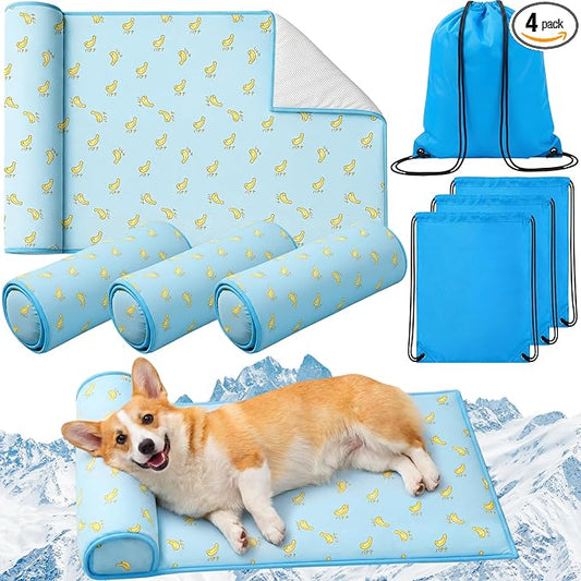 DoubleFill 4 Pack Cooling Pet Mats 15.7" x 23.6" Cooling Dog Beds by DoubleFill