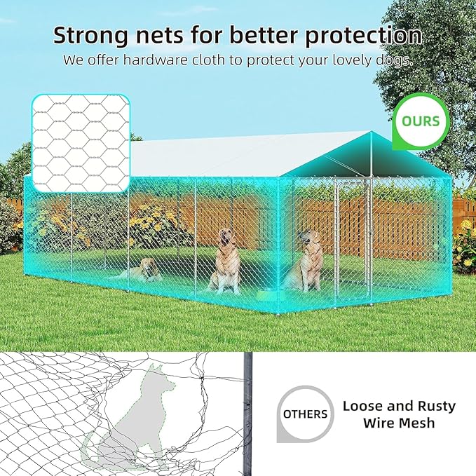 20'x10' Large Outdoor Dog Kennel, Heavy Duty Dog Enclosure - Image 2