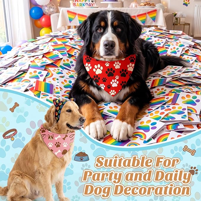 50 Pcs Paw Prints Dog Bandanas Bulk Bone Bandanas - Image 2