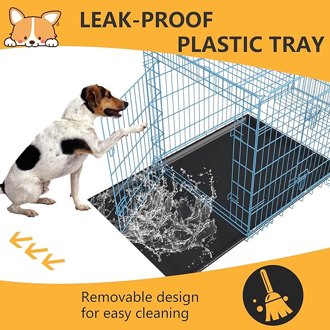 FDW Dog Crate for Medium Dogs 36 Inch Folding Metal WirePet Cage Double Door - Image 5