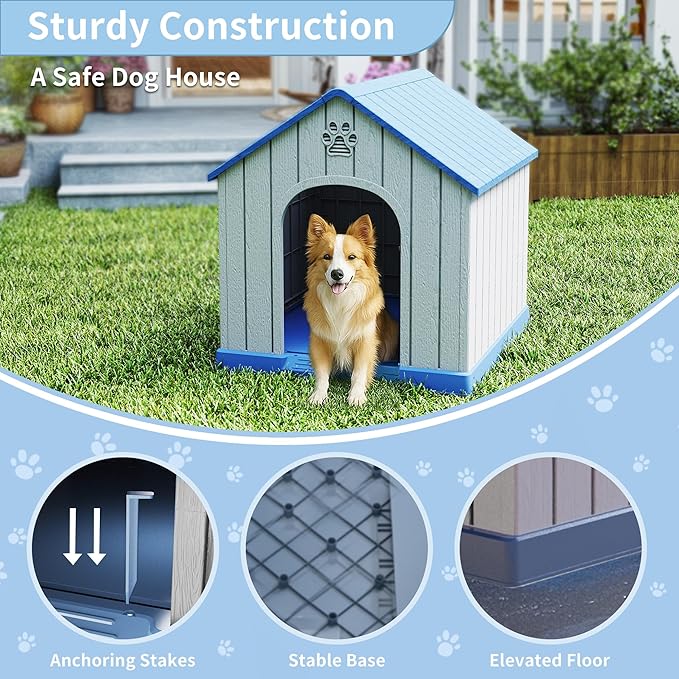 Large Dog House Outdoor Weatherproof，Waterproof Resin Outside Dog House - Image 2