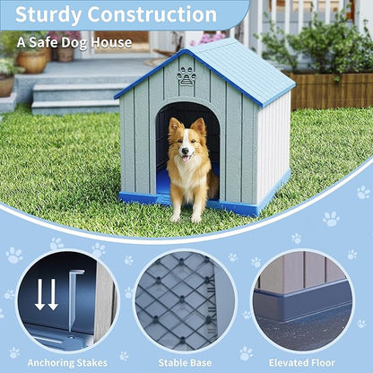 Large Dog House Outdoor Weatherproof，Waterproof Resin Outside Dog House - Image 2