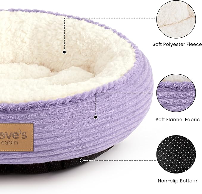 Love's cabin Round Donut Cat and Dog Cushion Bed, 20in Pet Bed - Image 2
