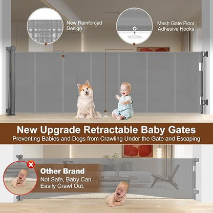 Miumoon 150 inch Retractable Baby Gates 34 inch Tall, Retractable Gate - Image 2