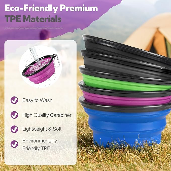 Collapsible Dog Bowl Large 2 Pack, Dog Water Bowls - Image 9