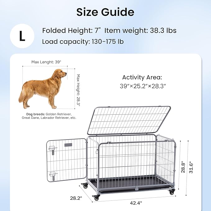 ZOMISIA Collapsible Dog Crate for Large Dogs - Image 4