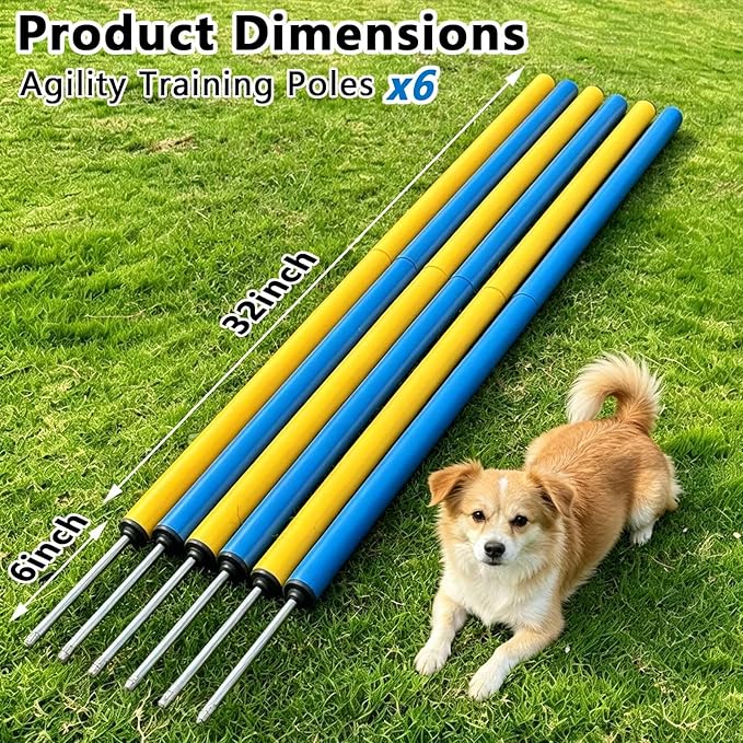 Dog Agility Weave Poles Set, 6-Piece Durable Slalom Weave Poles - Image 2