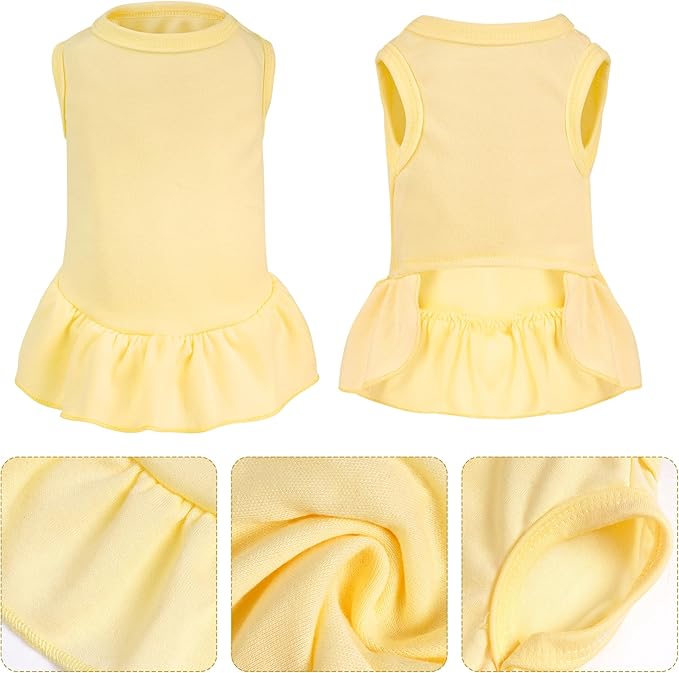 2 Pcs Dog Dresses Cat Skirt Solid Color Dog Clothes Summer Sleeveless Puppy - Image 3