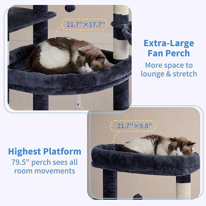 Heybly Tall Cat Tree for Large Cat, 80-inch Multi-Level Cat Tower for Indoor - Image 2