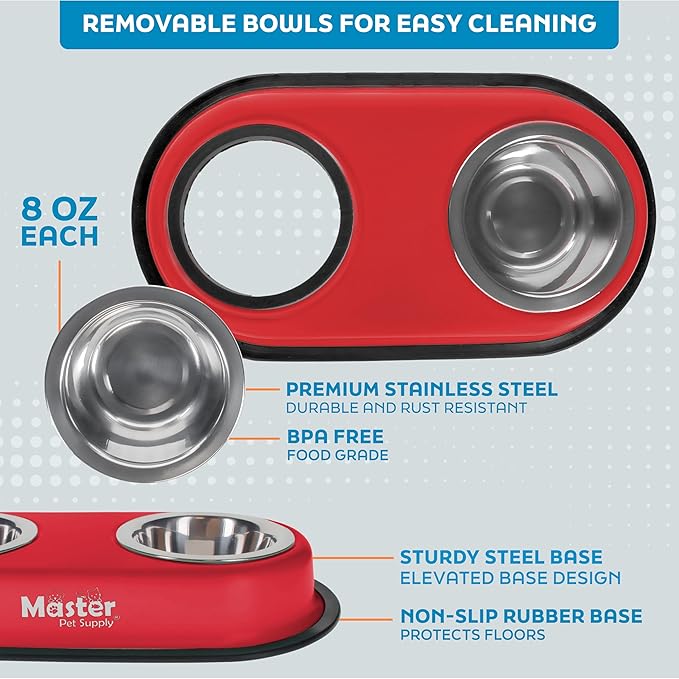 Master Pet Supply Double Dog Bowls Set - Image 3