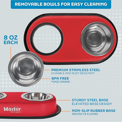 Master Pet Supply Double Dog Bowls Set - Image 3