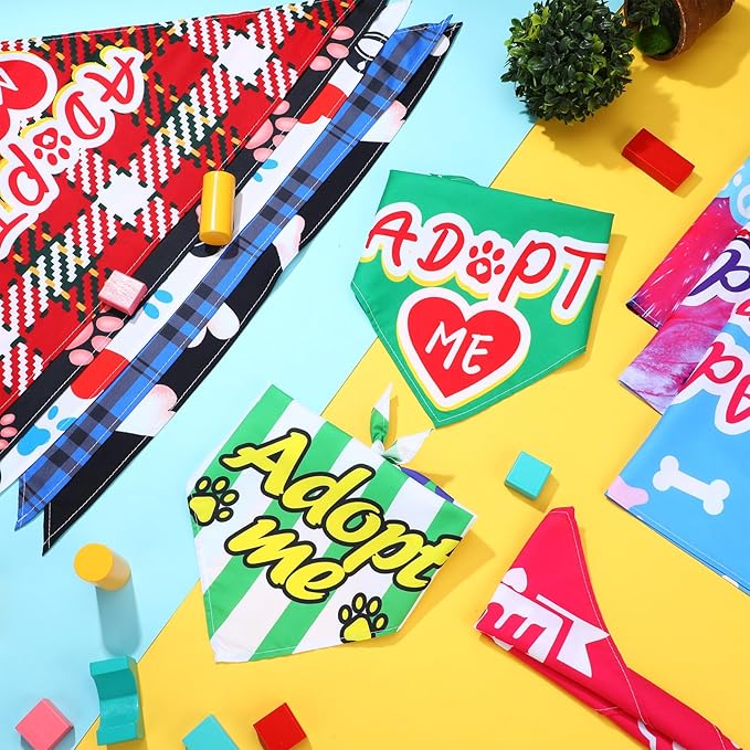 Huhumy 30 Pcs Adopt Me Dog Bandanas Bulk Pet Bibs Colorful Triangle Scarf Pet - Image 3