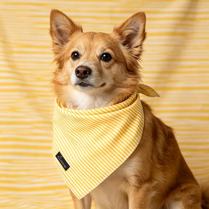 ARING PET Stripe Dog Bandanas, Cute Yellow Pet Bandana Scarf Triangle Bib - Image 6