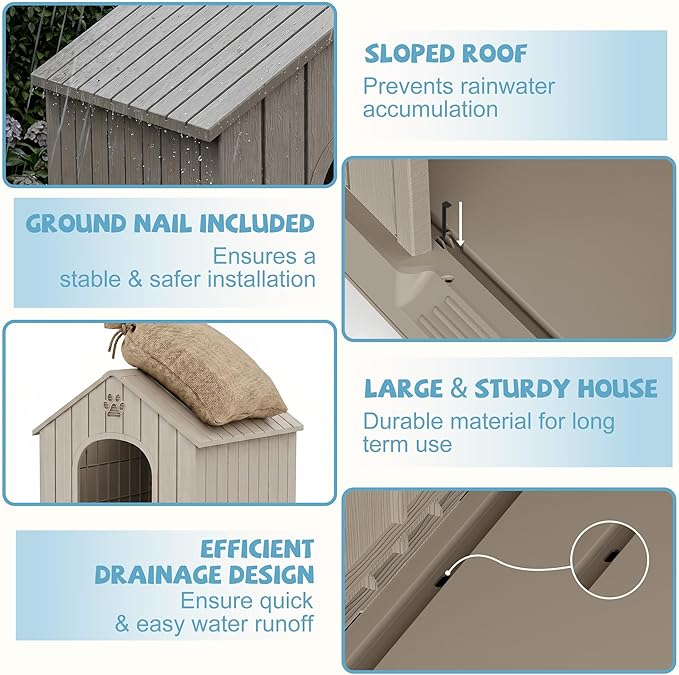 EFU Small Dog House Outdoor Indoor, Waterproof Puppy Dog House - Image 4