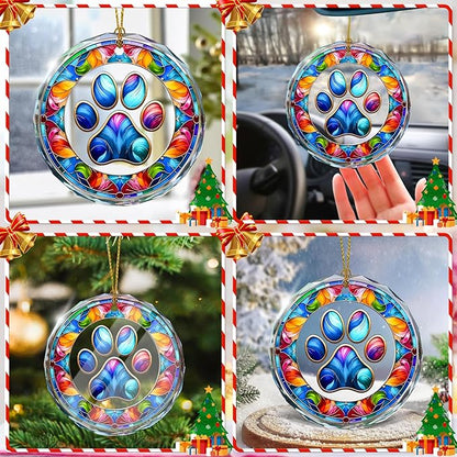 Paw Print Christmas Ornament, Stained Glass Ornaments and Christmas Tree - Image 6