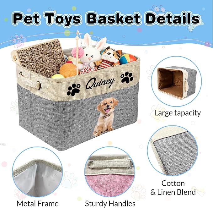 Personalized Dog Toy Storage Basket Bin - Image 3