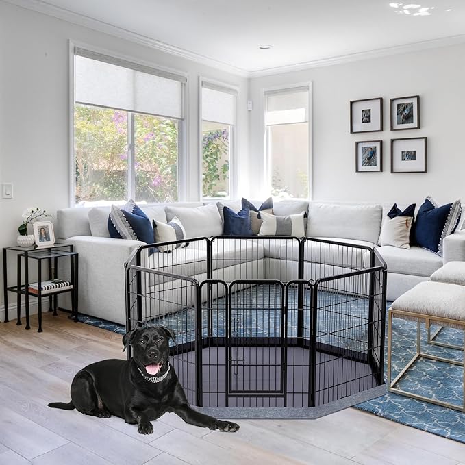 PETIME Dog Playpen, Metal Exercise Puppy Pen Heavy Duty Kennels Yard Fence - Image 7