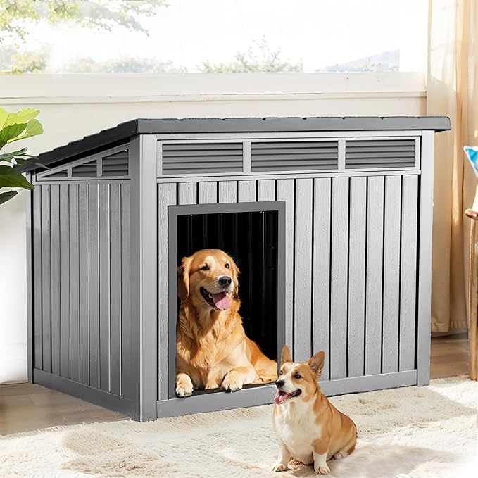 DRATO Dog House, Weatherproof Resin Outdoor Dog House - Image 2
