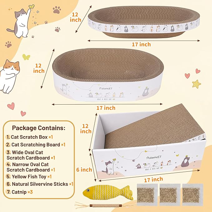 PatiencET 3-in-1 Cat Scratcher Cardboard Set - Image 3