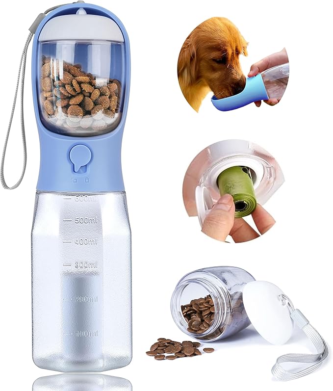 Dog Water Bottle with Food Container, Portable Pet Dog Water Dispenser by AVELORA