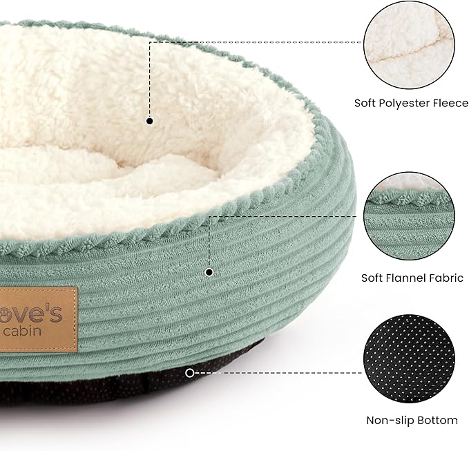 Love's cabin Round Donut Cat and Dog Cushion Bed, 20in Pet Bed - Image 2