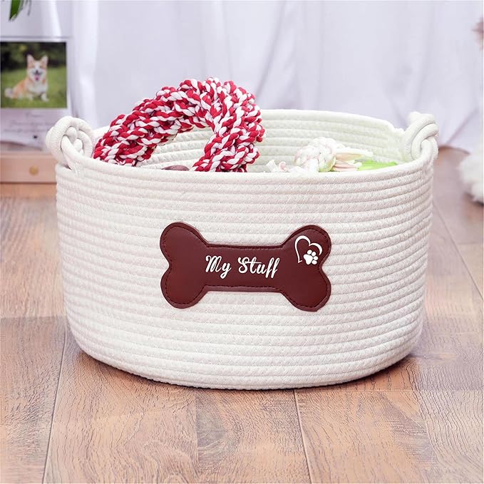 JUPPE Pet Dog Basket with Personalized Name, Dog Toys Storage Organizer Custom - Image 4