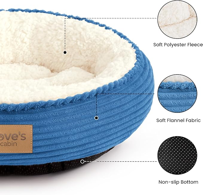 Love's cabin Round Donut Cat and Dog Cushion Bed, 20in Pet Bed - Image 2