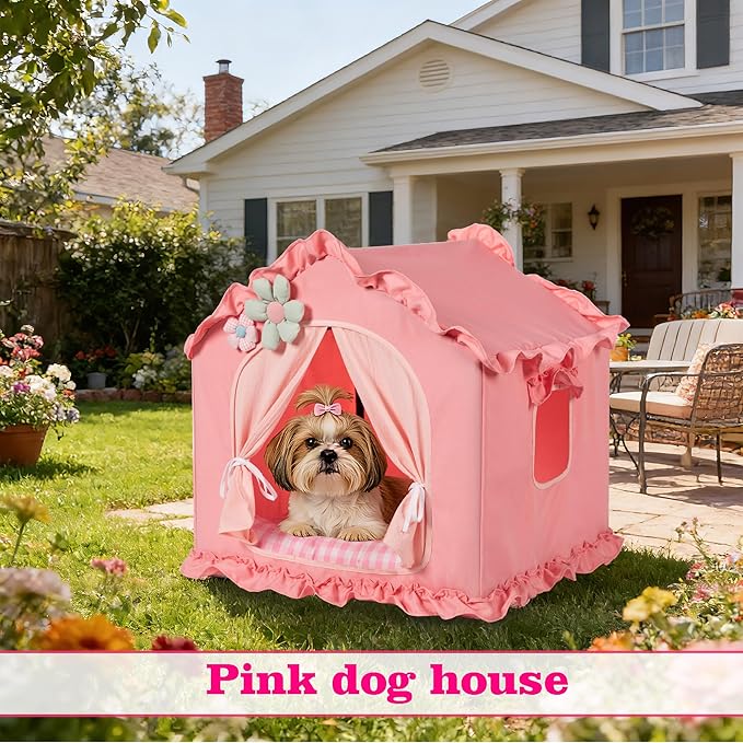 Pink Indoor Dog House with Frame and Princess Style Cat Houses - Image 7