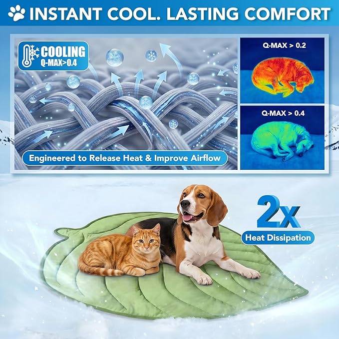 PetAmi Dog Cooling Mat, Leaf Shape, Pet Pad - Image 2