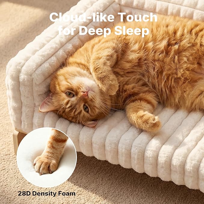 Veehoo Elevated Cat Bed Indoor, Wood Furniture Style Cat Couch Sofa - Image 4
