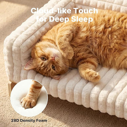 Veehoo Elevated Cat Bed Indoor, Wood Furniture Style Cat Couch Sofa - Image 4