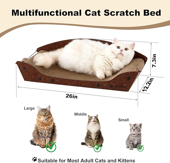 ZOMISIA 26'' Cardboard Cat Scratcher Bed - Image 3