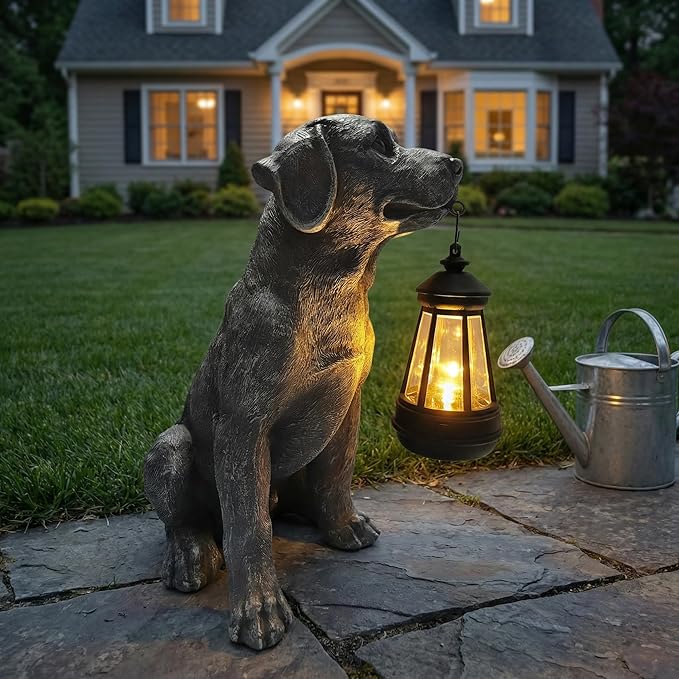 Dog Statue with Solar Lantern - Image 4