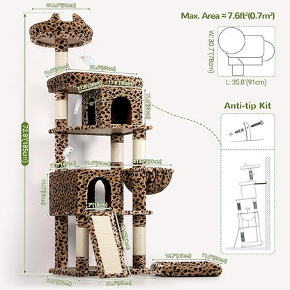 Globlazer Heavy Duty Cat Trees for Large Cats, Sturdy 72in Maine Coon Cat Tree - Image 7