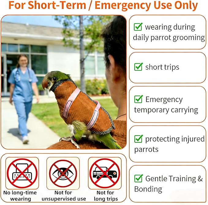 DRESSO Portable Bird Carrier Bag, Escape Resistant Parrot Carrier Bag Harness - Image 2