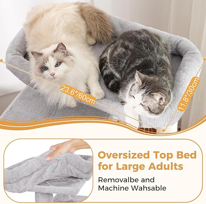 54" Cat Tree with Big Hammock 21x17” XL Cat Tower with Scratching Posts - Image 4