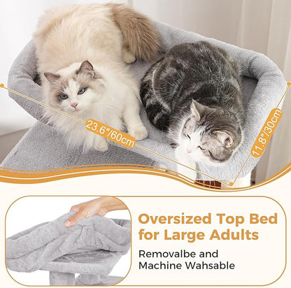 54" Cat Tree with Big Hammock 21x17” XL Cat Tower with Scratching Posts - Image 4