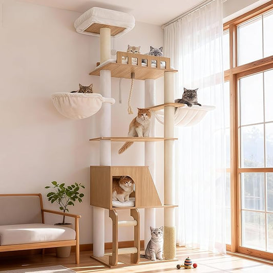 Hey-brother Wooden Cat Tree, 69.7 inch Cats Furniture Tower by Hey-brother