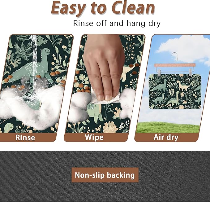 Cute Dinosaur Dog Cat Food Mat, Forest Absorbent Pet Feeding Mat - Image 4