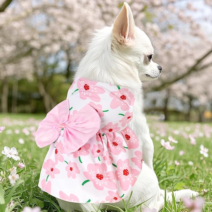 choyaxo Floral Dog Dress Cute Dog Skirt Pet Dress Summer Pet Clothes - Image 3