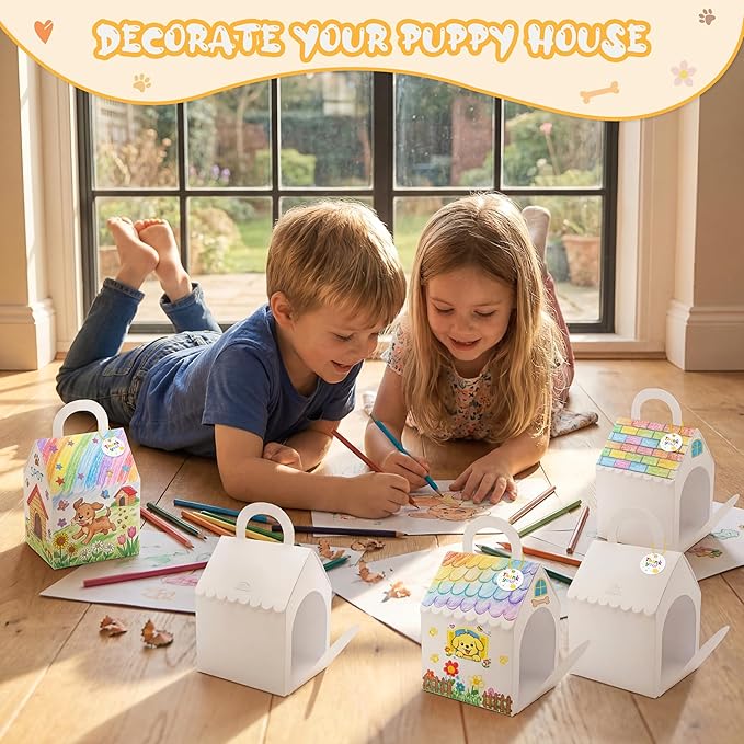 80UncleKimby 28Pcs Dog House Party Favors Boxes Foldable DIY Crafts - Image 5