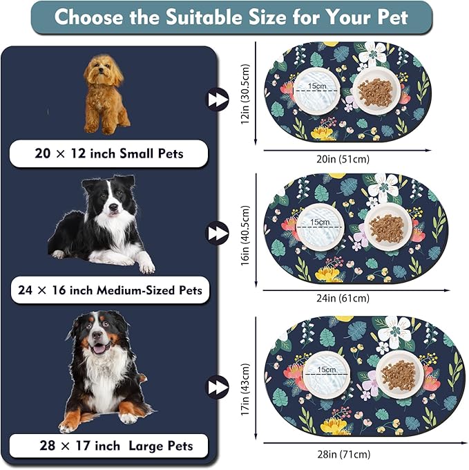 20''x12'' Absorbent Cat Feeding Mat, Pet Water Mats Protect Floor, No Stains - Image 4